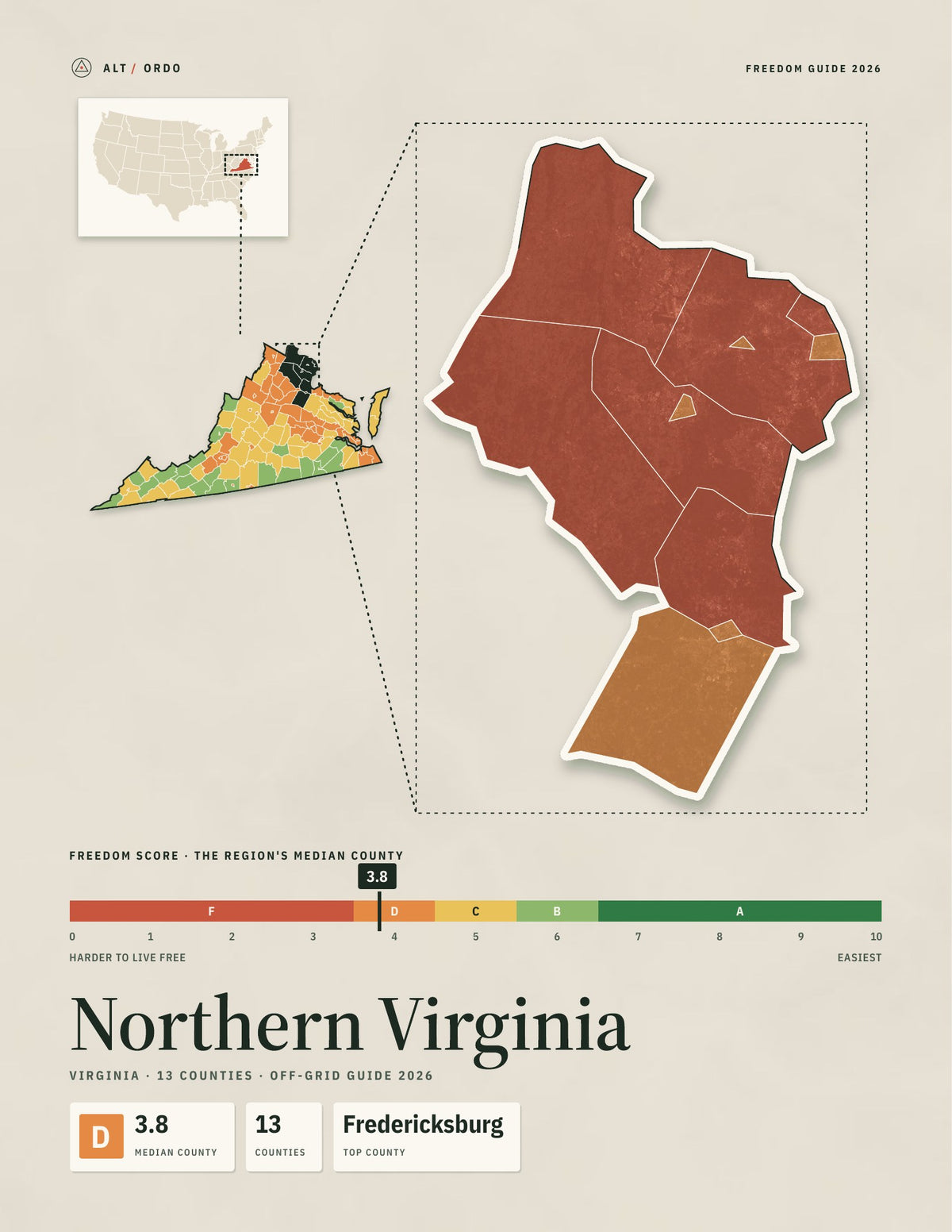 Northern Virginia, Virginia Off-Grid Guide 2026: 13 Counties Rated