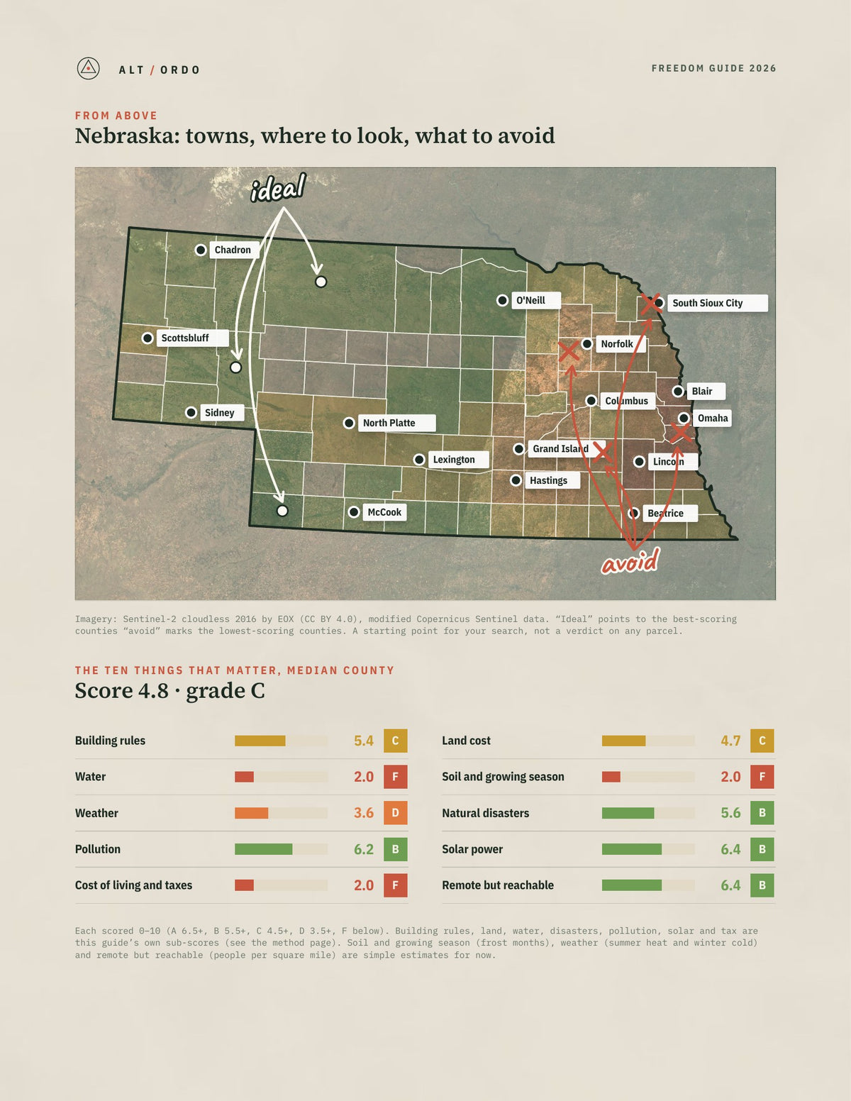 Nebraska Off-Grid Guide 2026: All 93 Counties from above