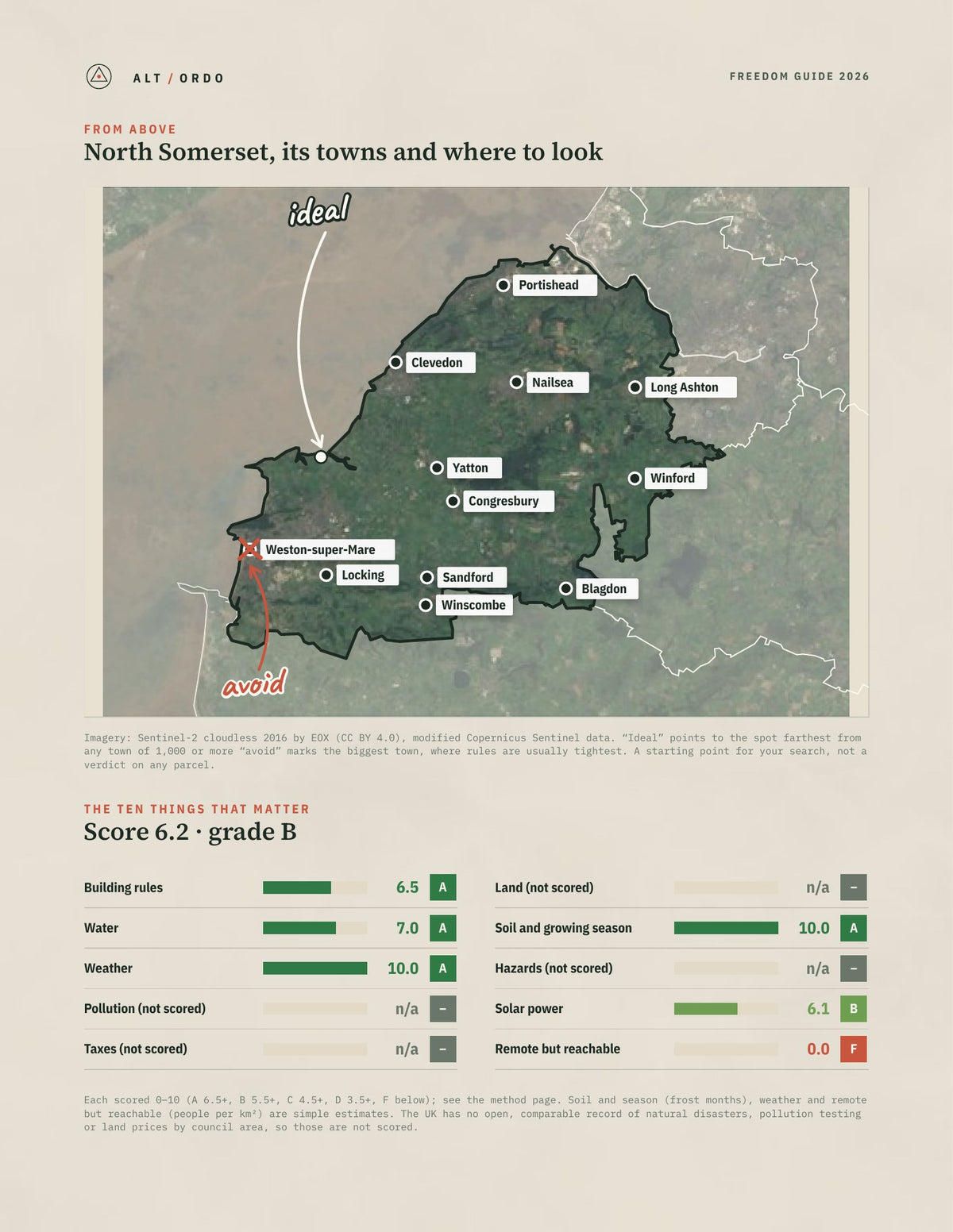 North Somerset, England Off-Grid Guide 2026 from above