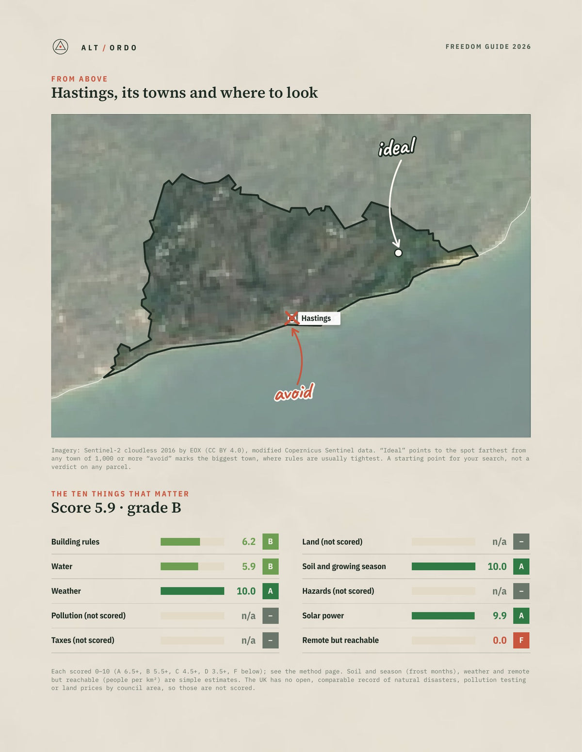 Hastings, England Off-Grid Guide 2026 from above