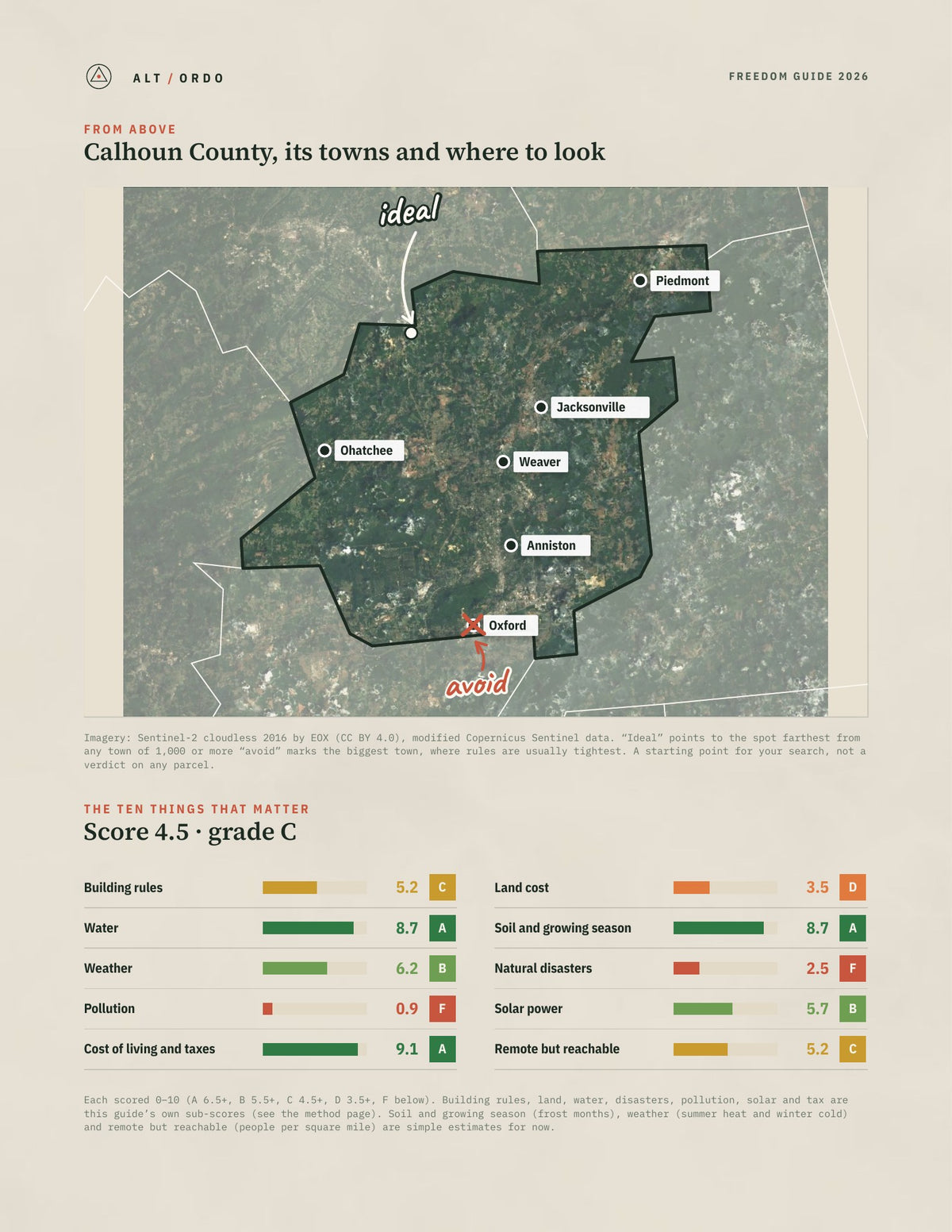 Calhoun County, Alabama Off-Grid Guide 2026 from above