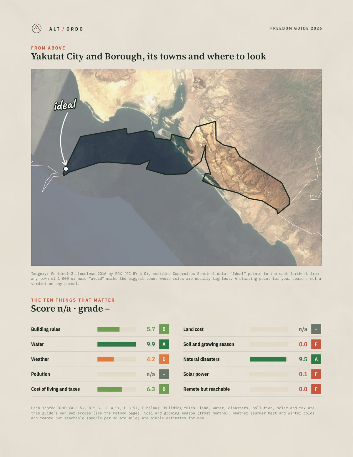 Yakutat City and Borough, Alaska Off-Grid Guide 2026 from above