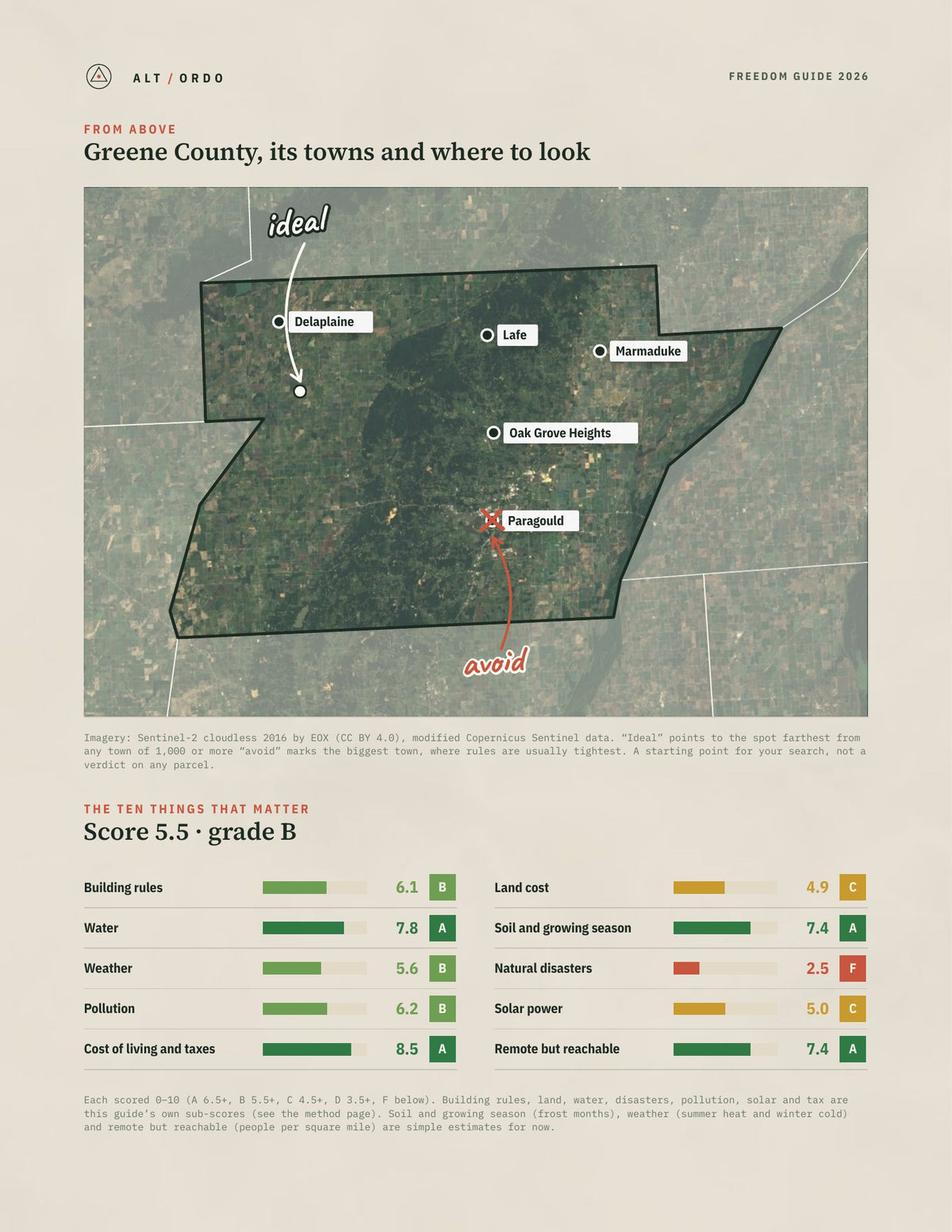 Greene County, Arkansas Off-Grid Guide 2026 from above