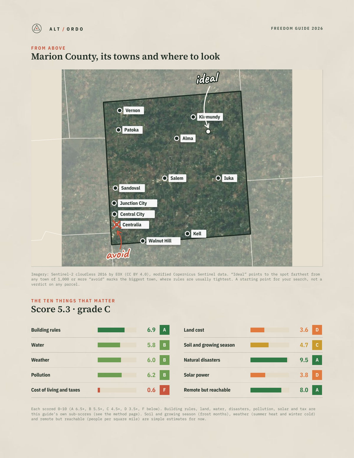 Marion County, Illinois Off-Grid Guide 2026 from above