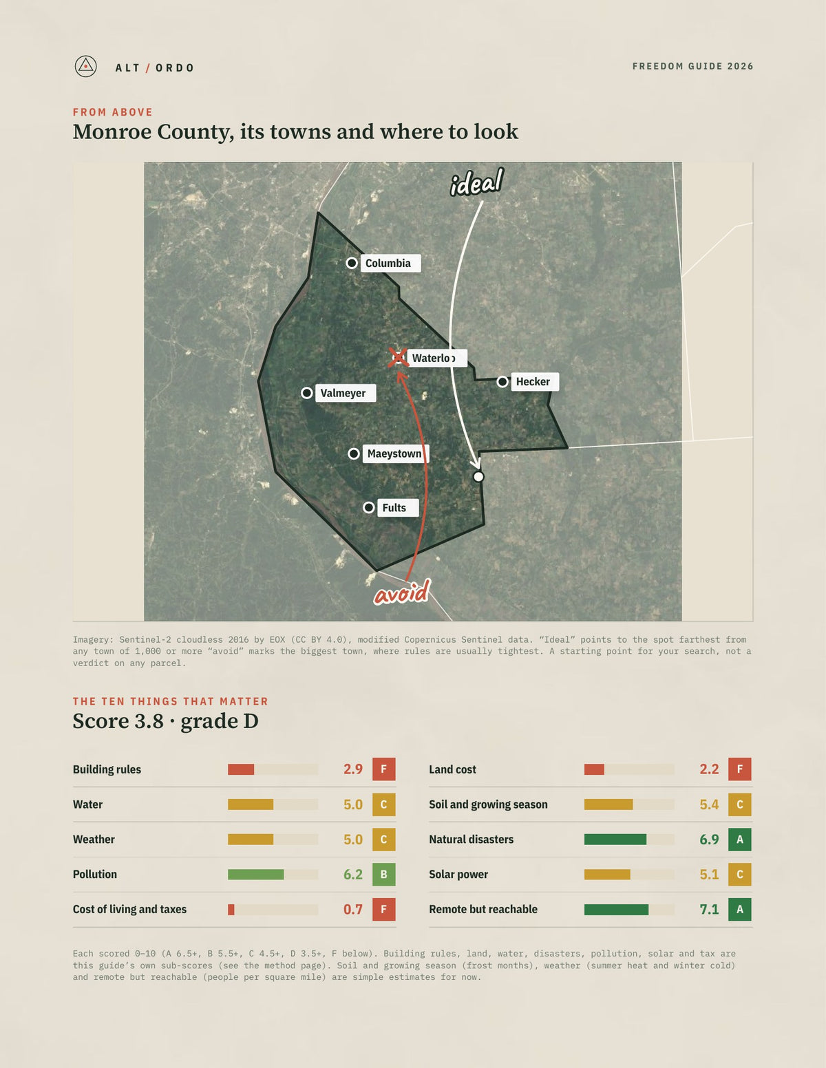 Monroe County, Illinois Off-Grid Guide 2026 from above