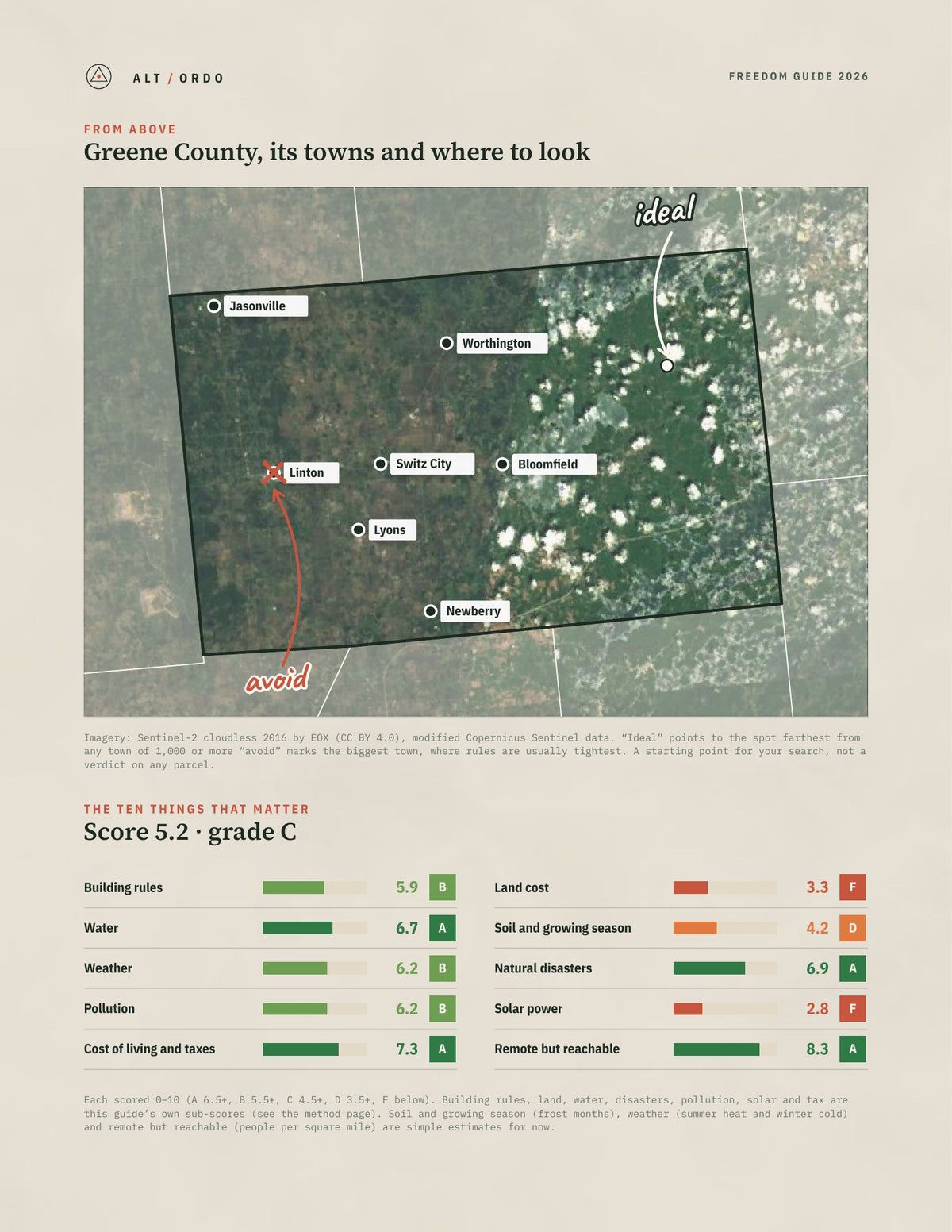 Greene County, Indiana Off-Grid Guide 2026 from above