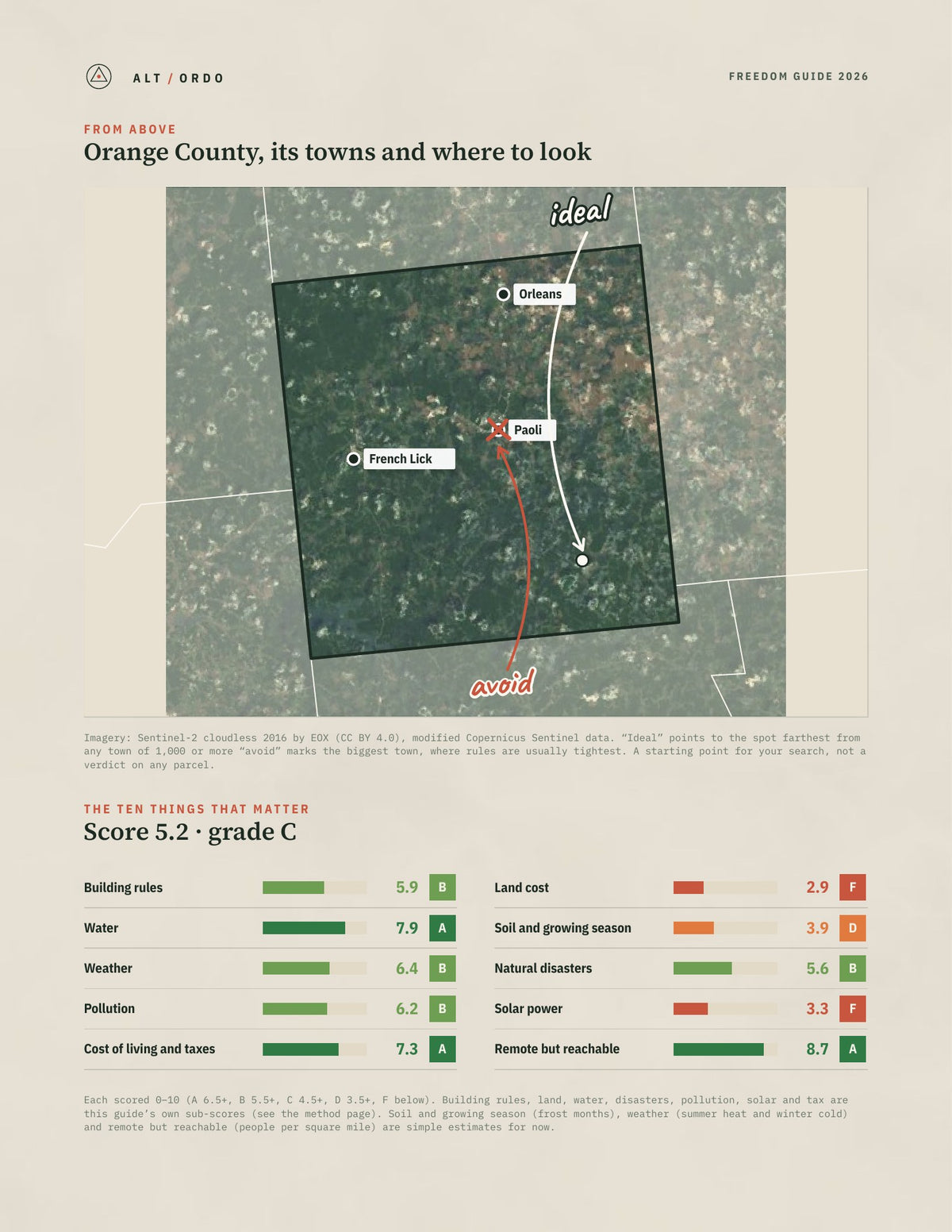 Orange County, Indiana Off-Grid Guide 2026 from above