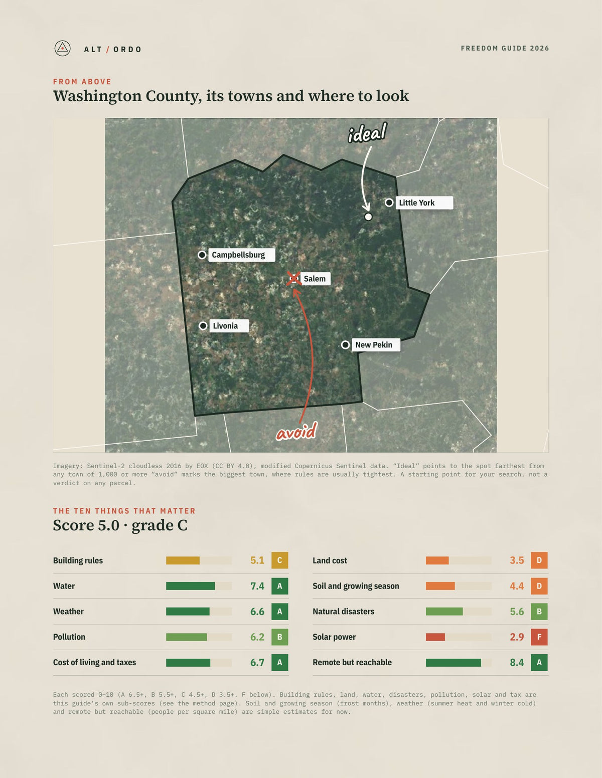 Washington County, Indiana Off-Grid Guide 2026 from above