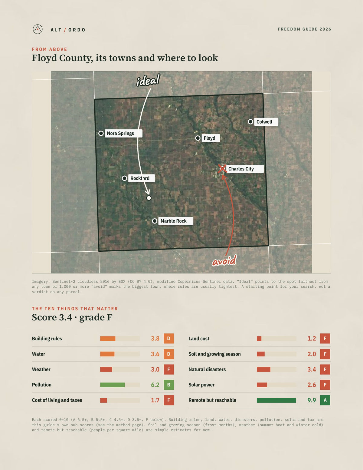 Floyd County, Iowa Off-Grid Guide 2026 from above