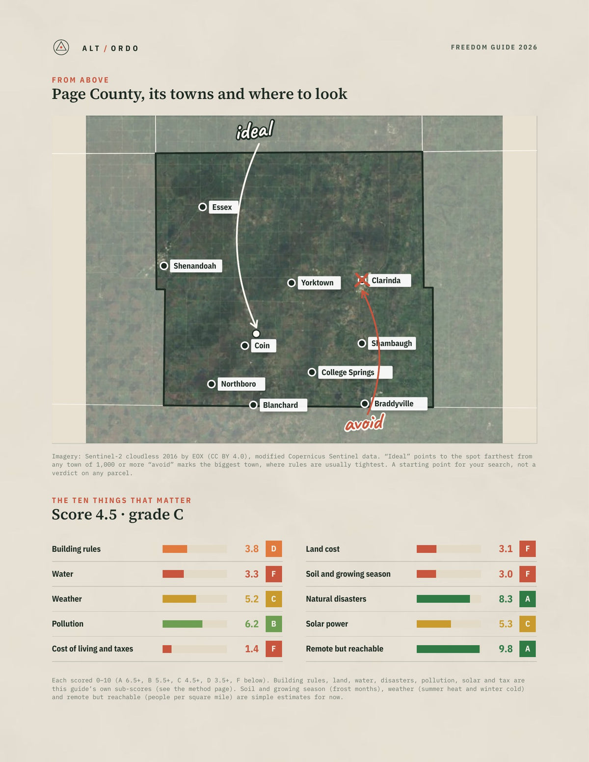 Page County, Iowa Off-Grid Guide 2026 from above