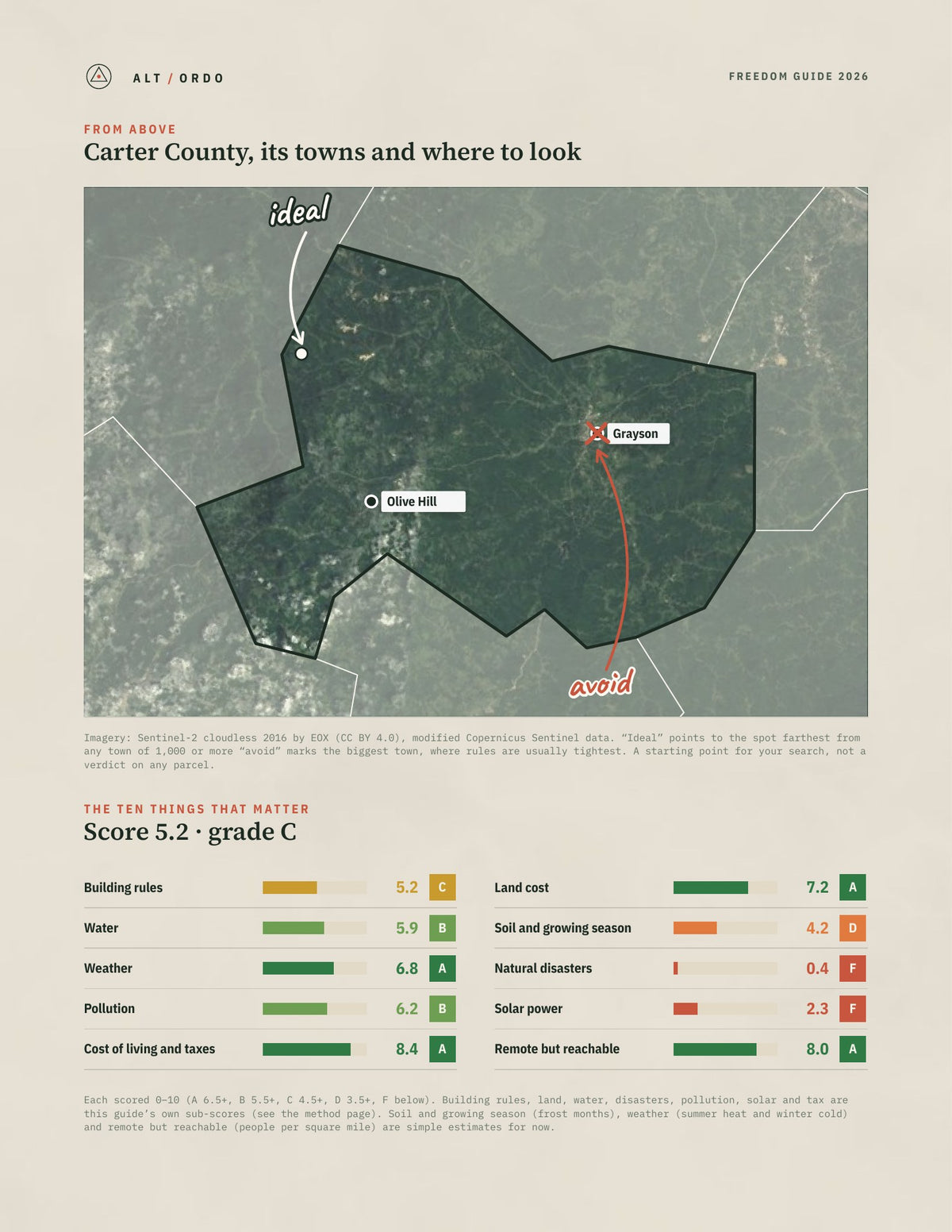 Carter County, Kentucky Off-Grid Guide 2026 from above