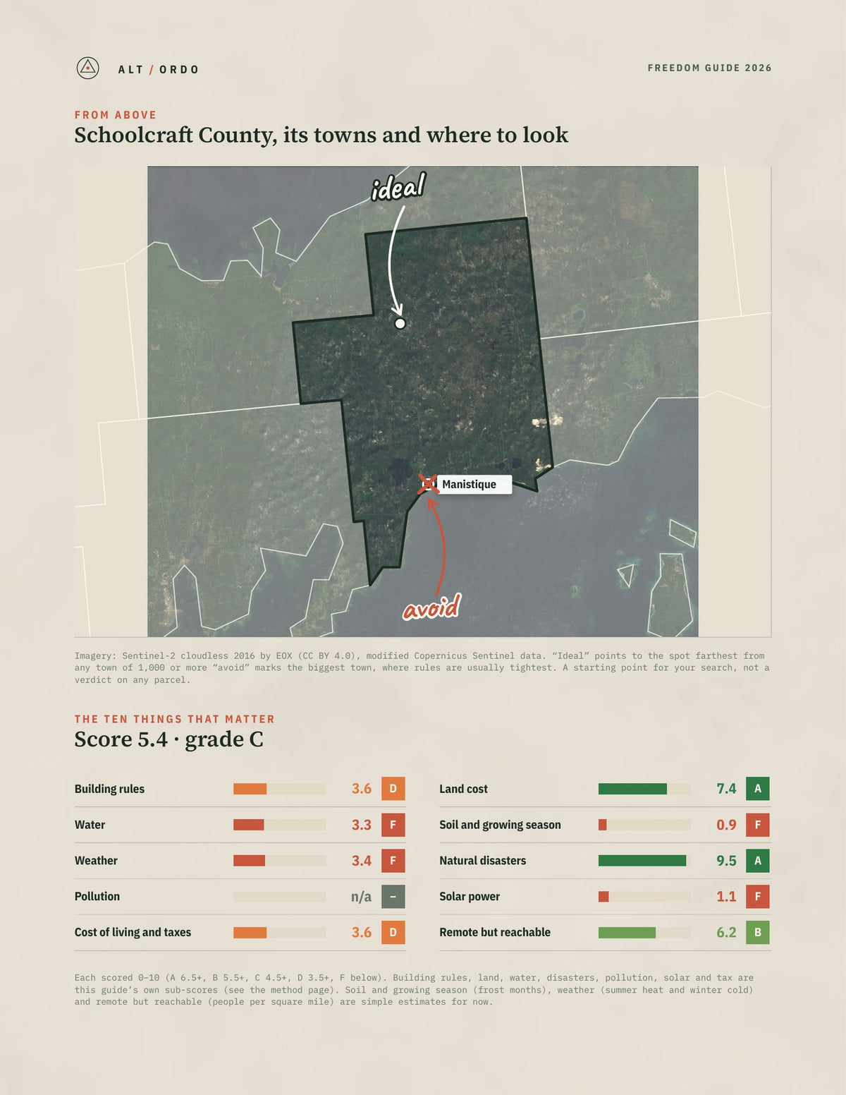 Schoolcraft County, Michigan Off-Grid Guide 2026 from above