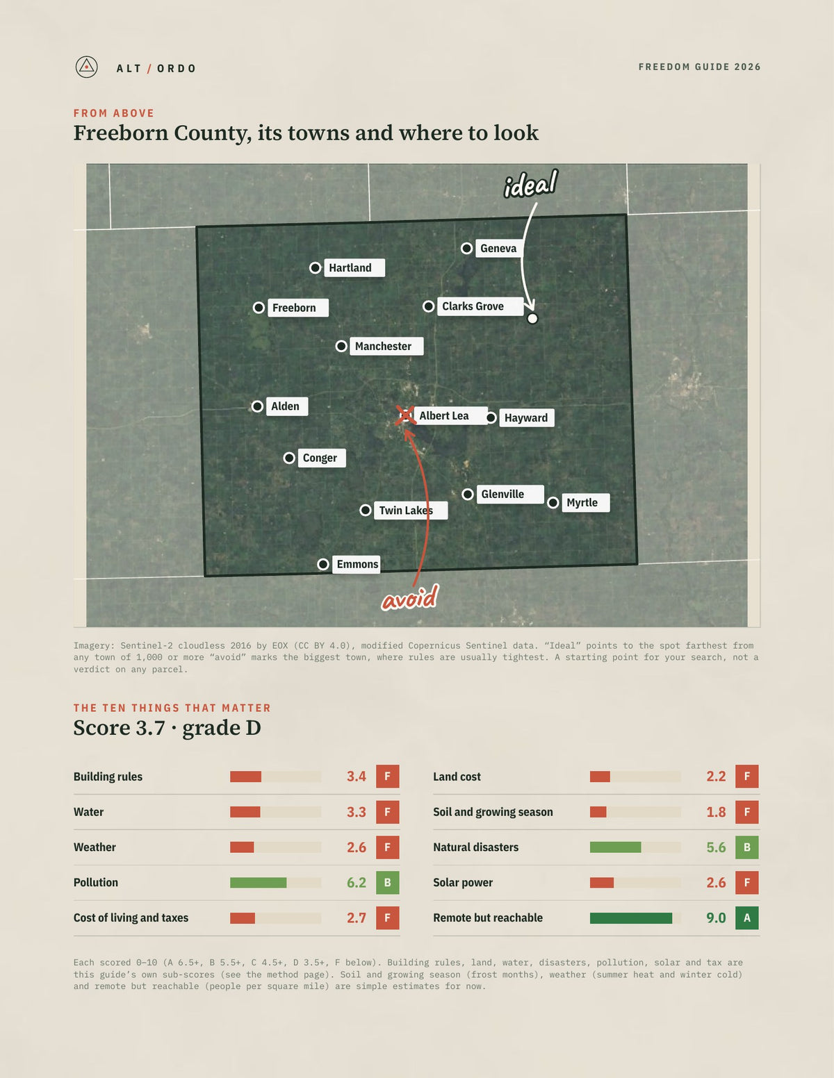 Freeborn County, Minnesota Off-Grid Guide 2026 from above