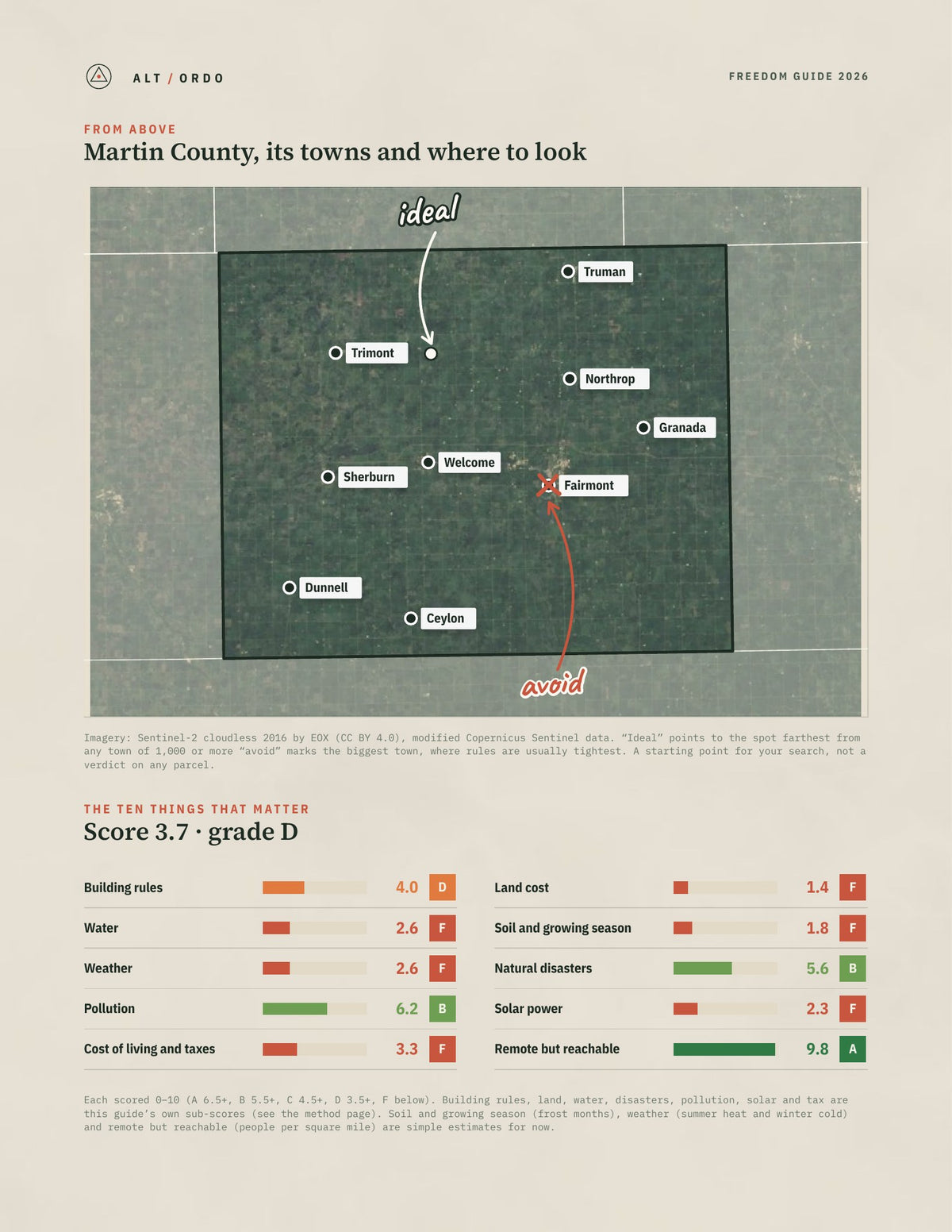 Martin County, Minnesota Off-Grid Guide 2026 from above