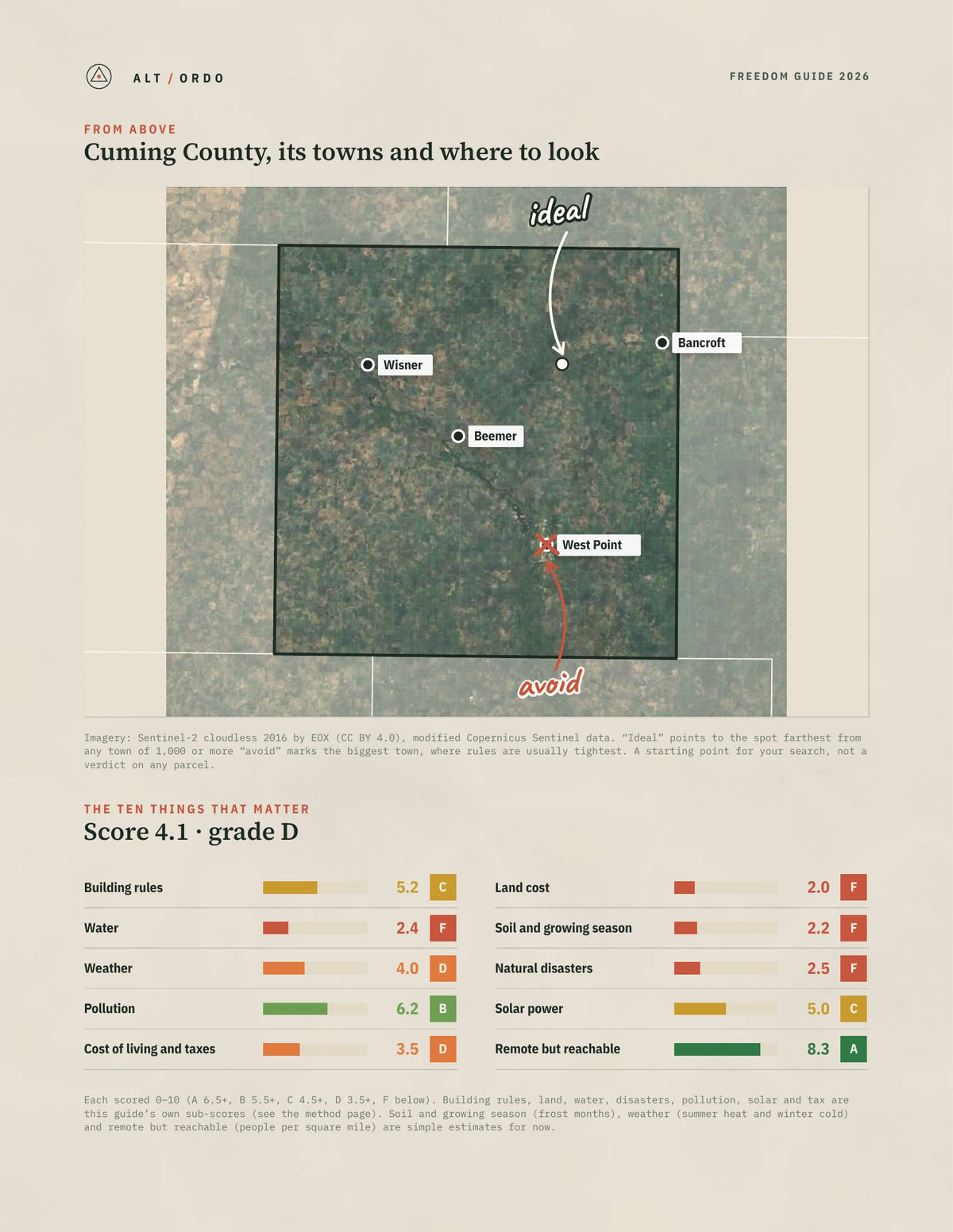 Cuming County, Nebraska Off-Grid Guide 2026 from above
