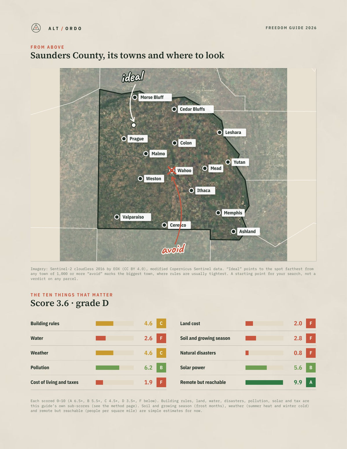 Saunders County, Nebraska Off-Grid Guide 2026 from above