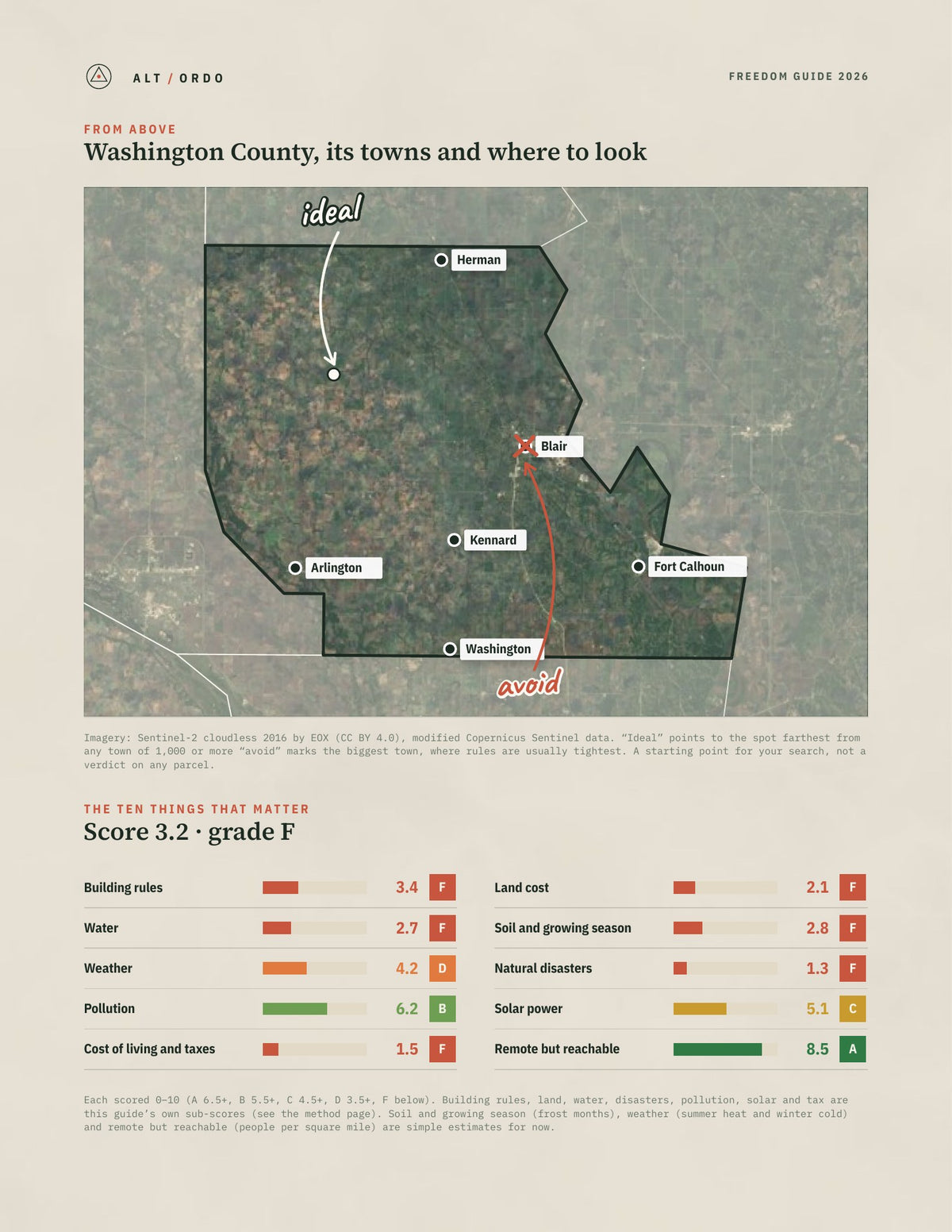 Washington County, Nebraska Off-Grid Guide 2026 from above