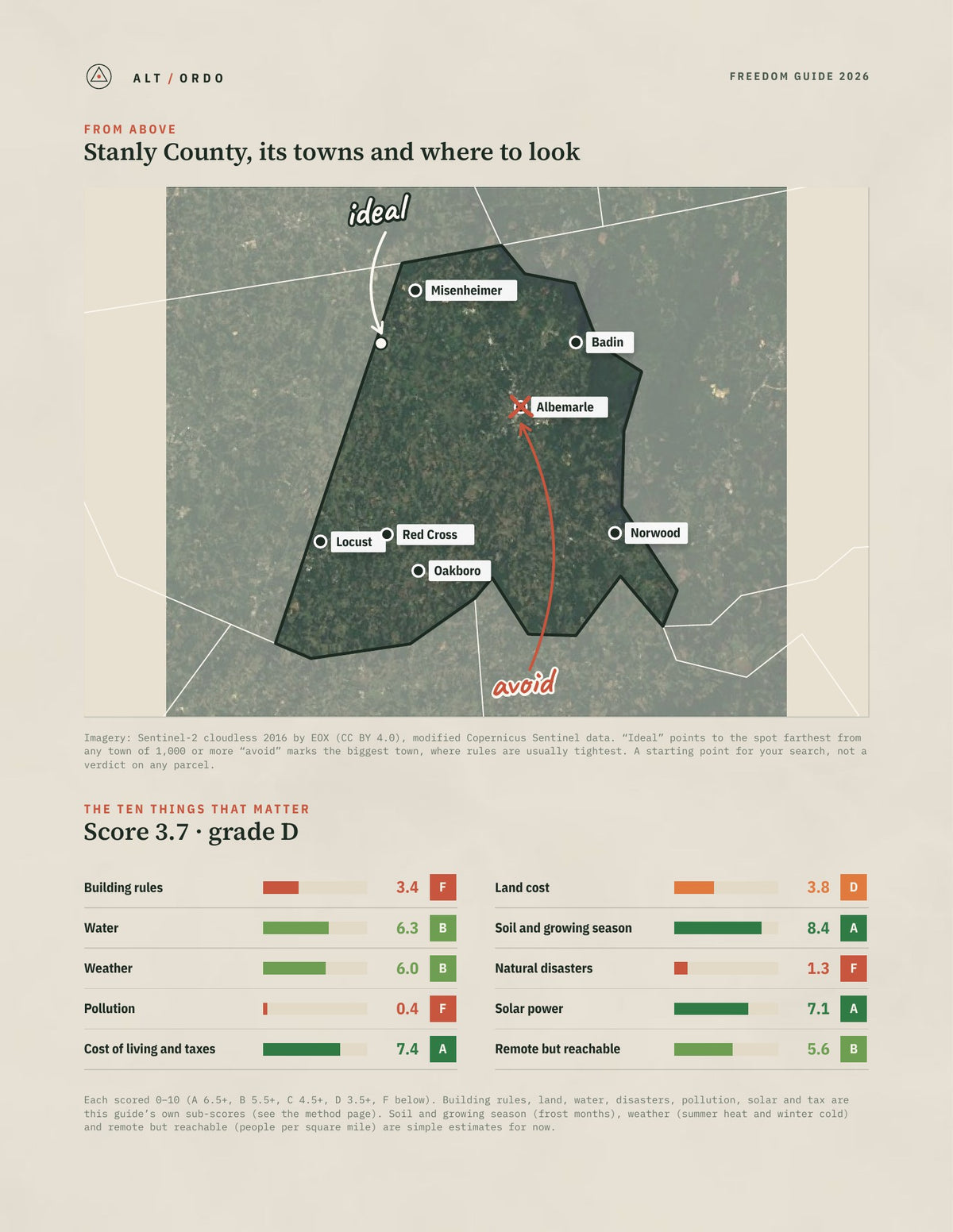 Stanly County, North Carolina Off-Grid Guide 2026 from above