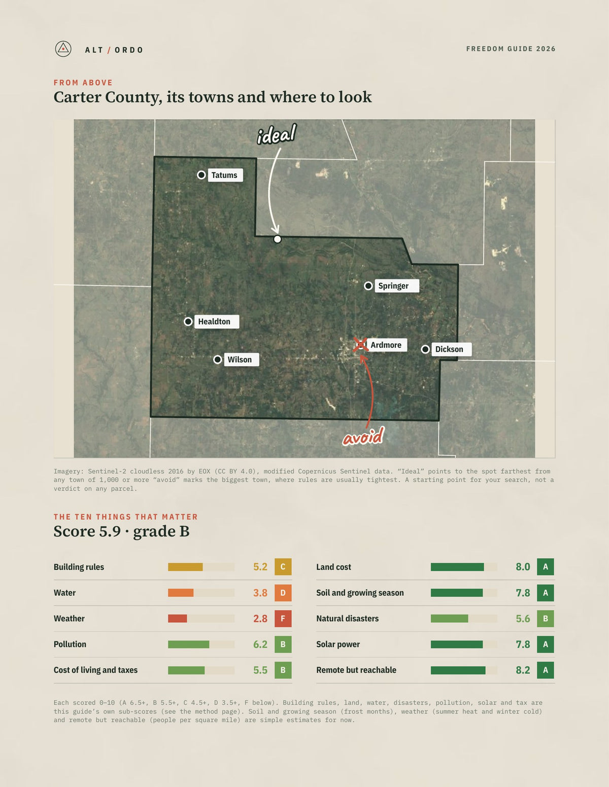 Carter County, Oklahoma Off-Grid Guide 2026 from above