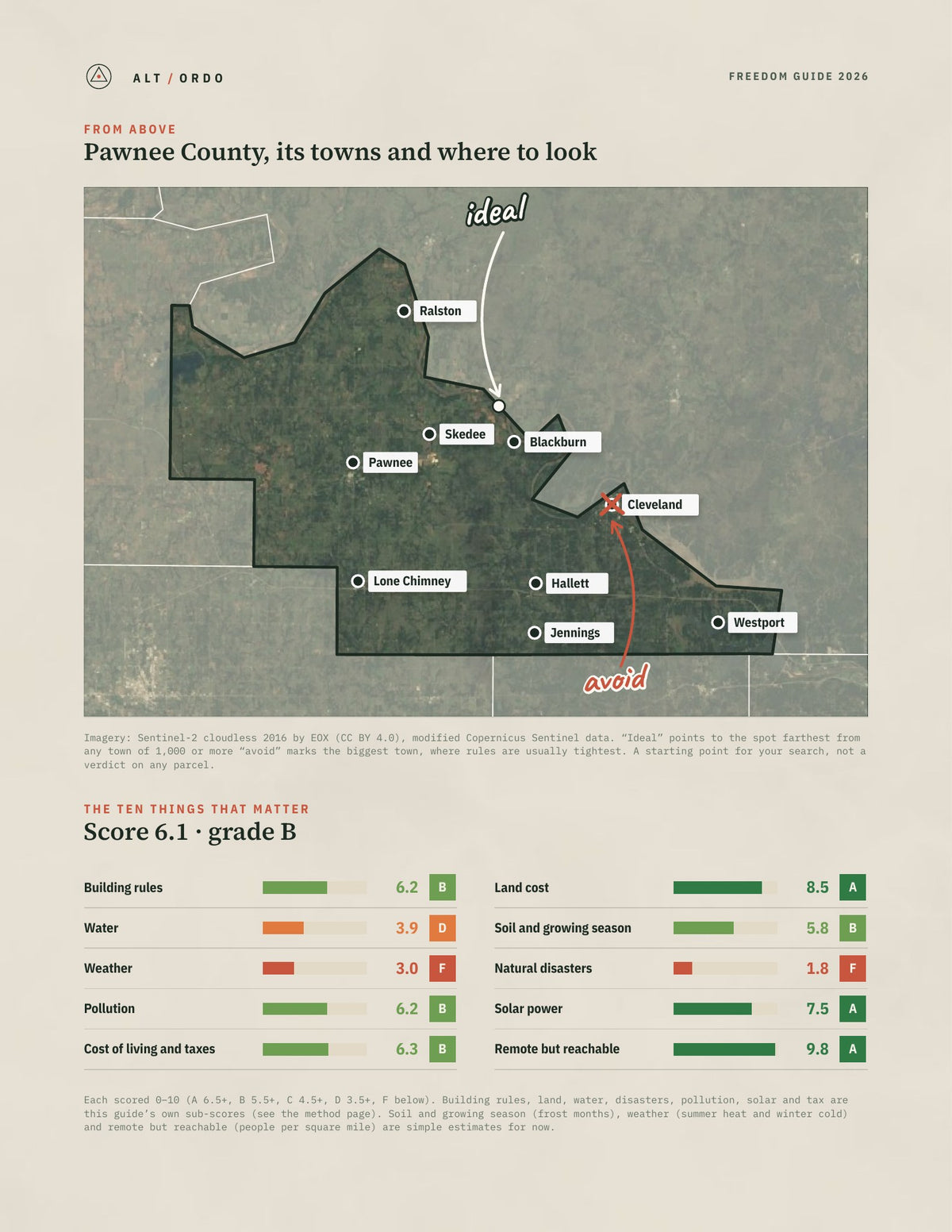 Pawnee County, Oklahoma Off-Grid Guide 2026 from above