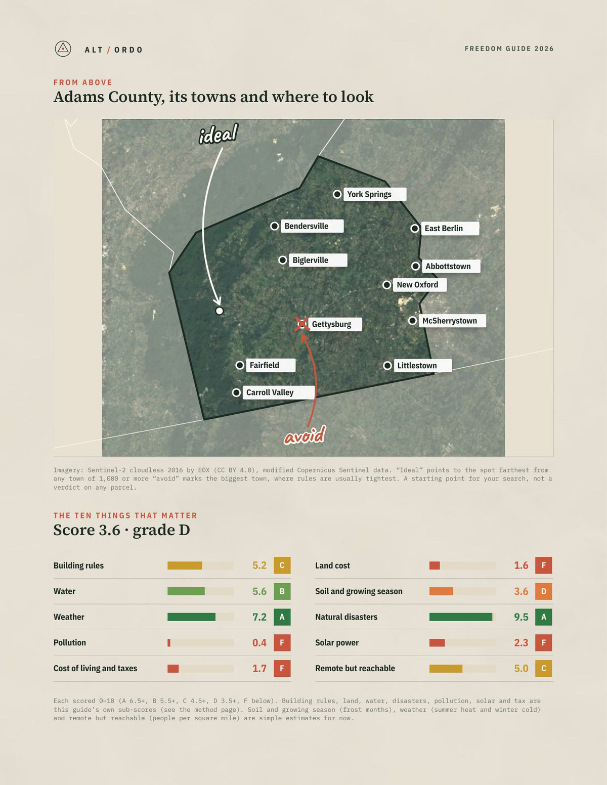 Adams County, Pennsylvania Off-Grid Guide 2026 from above