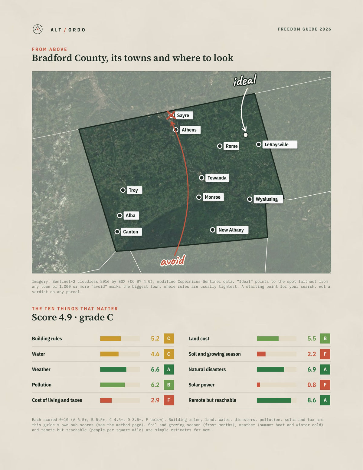 Bradford County, Pennsylvania Off-Grid Guide 2026 from above
