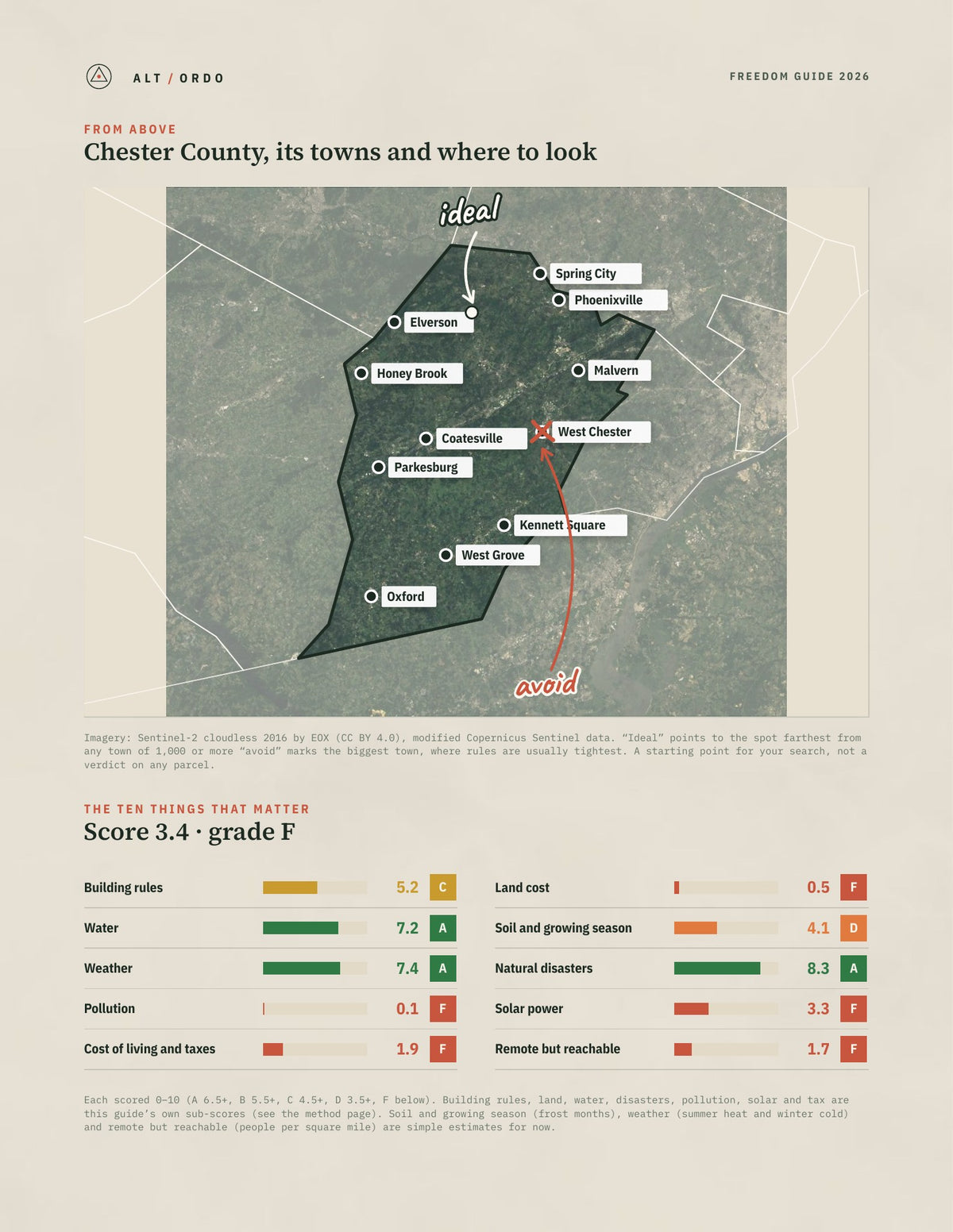 Chester County, Pennsylvania Off-Grid Guide 2026 from above