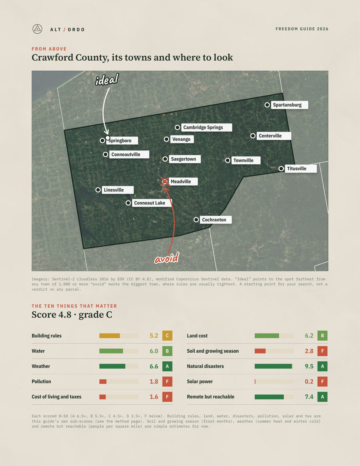 Crawford County, Pennsylvania Off-Grid Guide 2026 from above