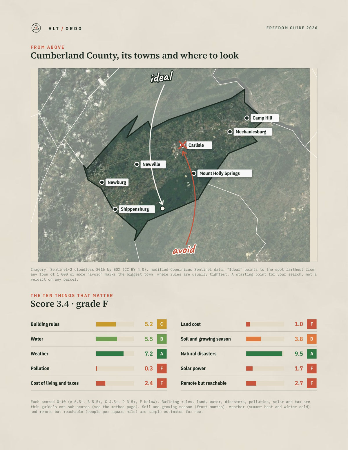 Cumberland County, Pennsylvania Off-Grid Guide 2026 from above