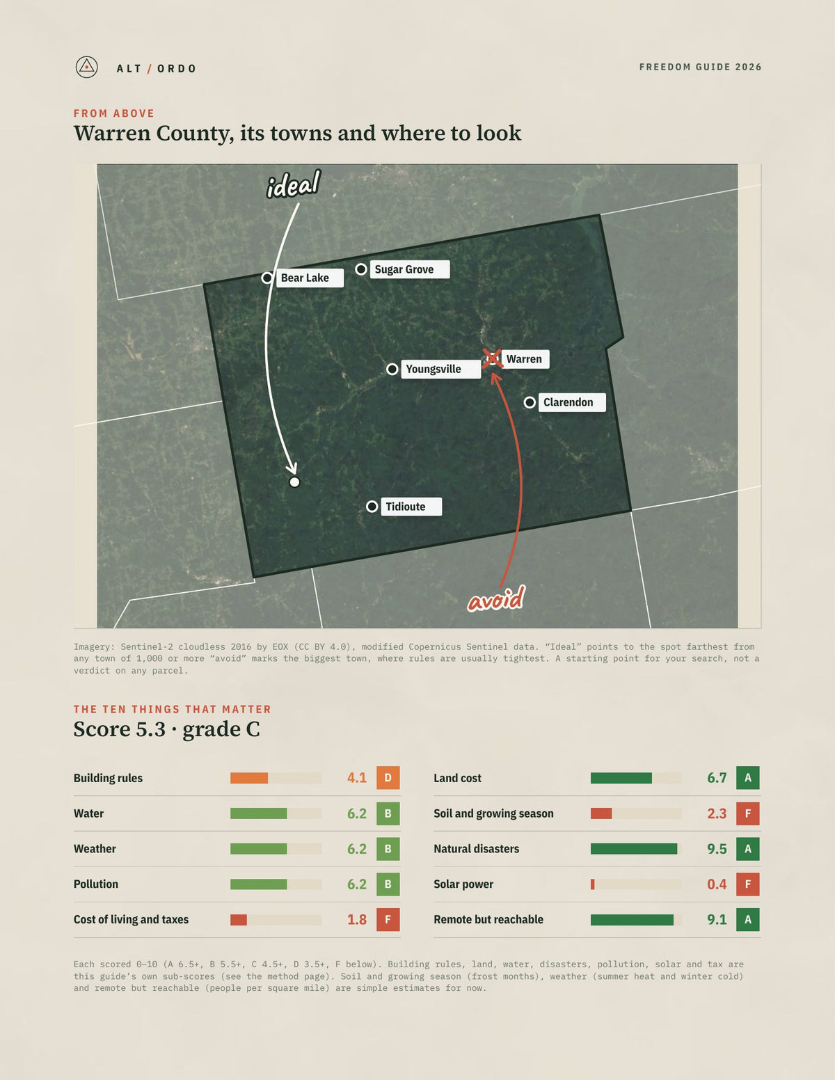 Warren County, Pennsylvania Off-Grid Guide 2026 from above