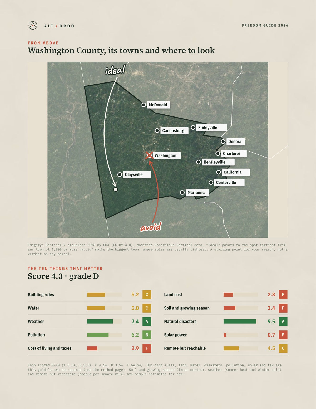 Washington County, Pennsylvania Off-Grid Guide 2026 from above