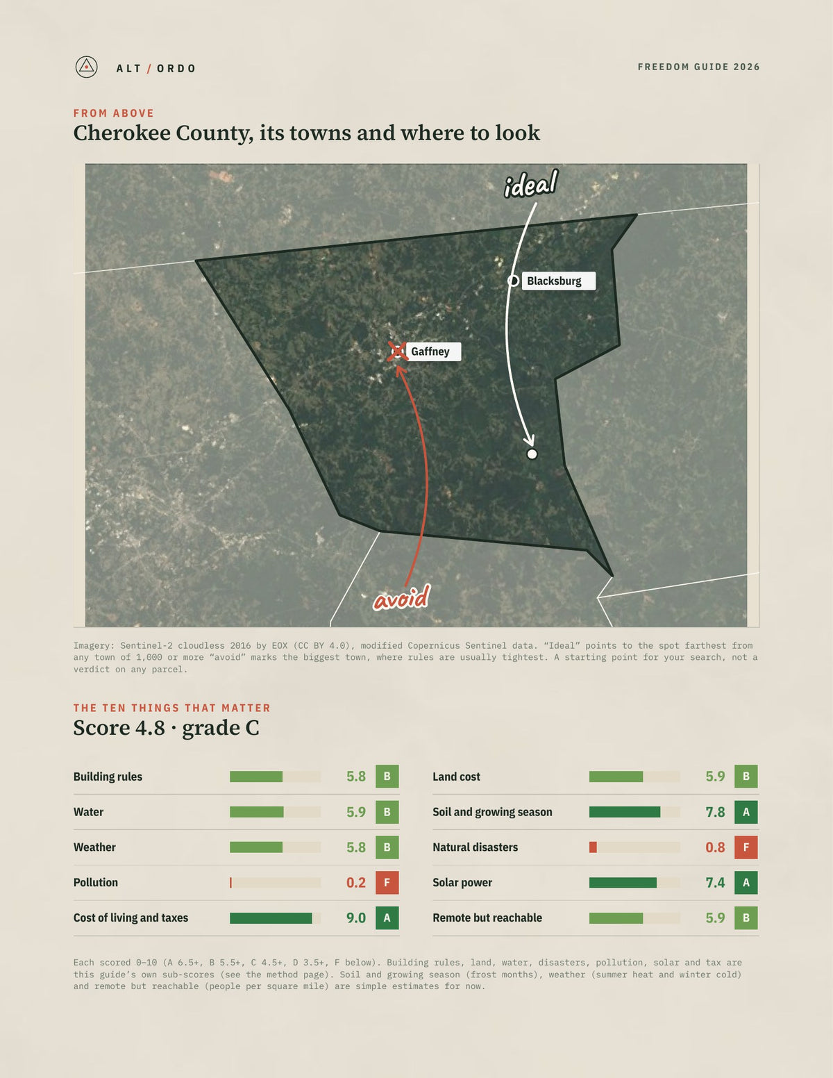 Cherokee County, South Carolina Off-Grid Guide 2026 from above