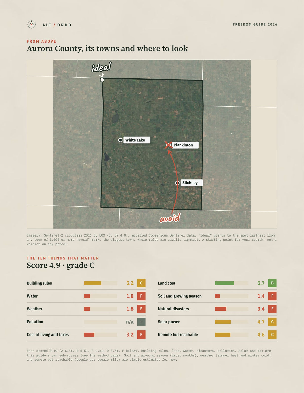 Aurora County, South Dakota Off-Grid Guide 2026 from above
