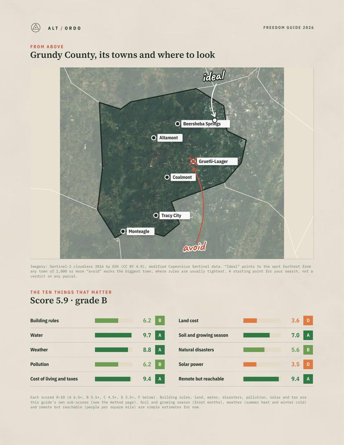 Grundy County, Tennessee Off-Grid Guide 2026 from above
