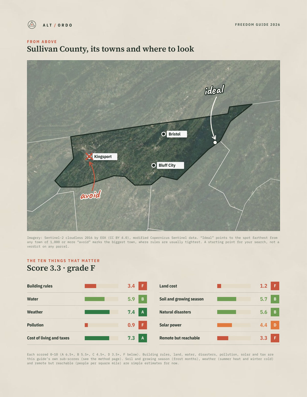 Sullivan County, Tennessee Off-Grid Guide 2026 from above