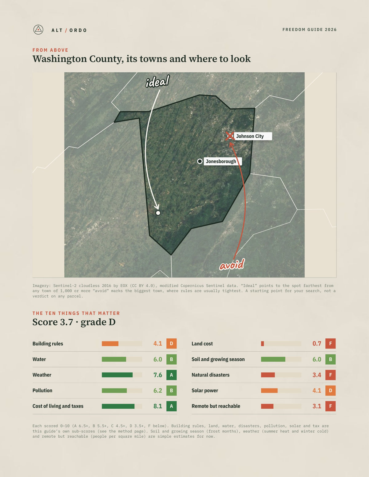 Washington County, Tennessee Off-Grid Guide 2026 from above