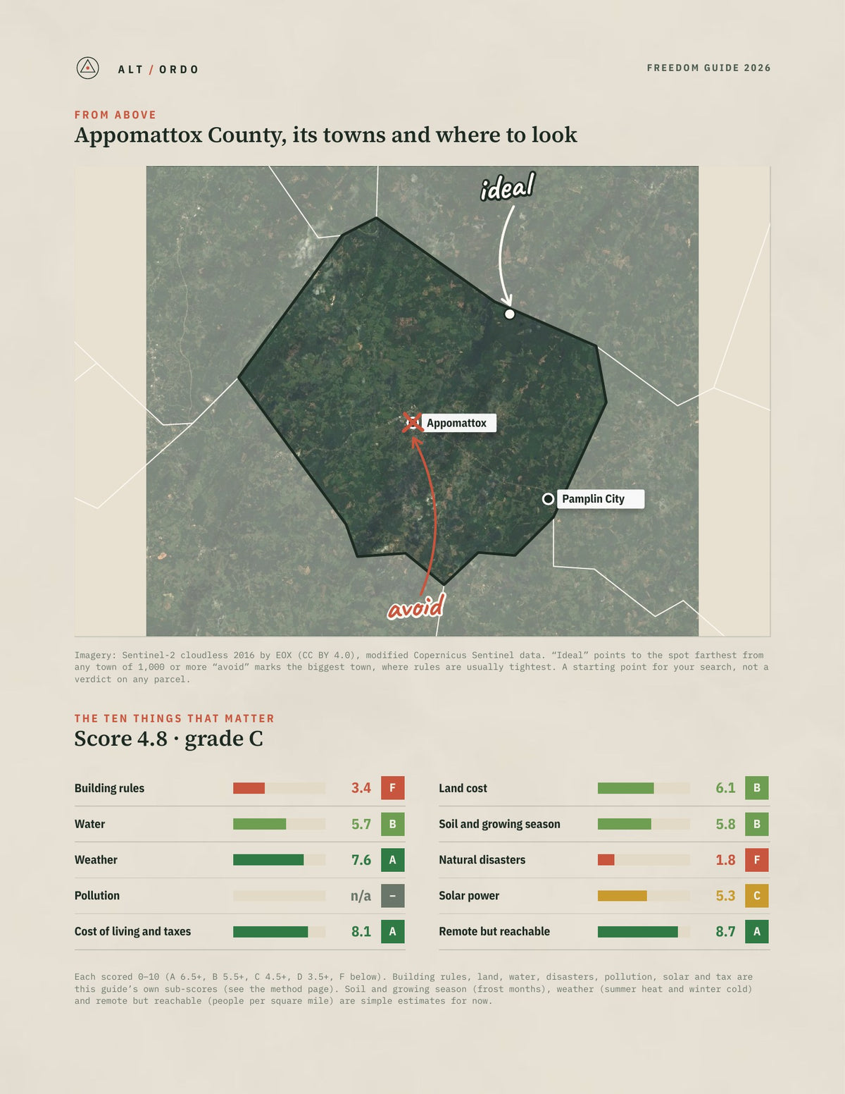 Appomattox County, Virginia Off-Grid Guide 2026 from above