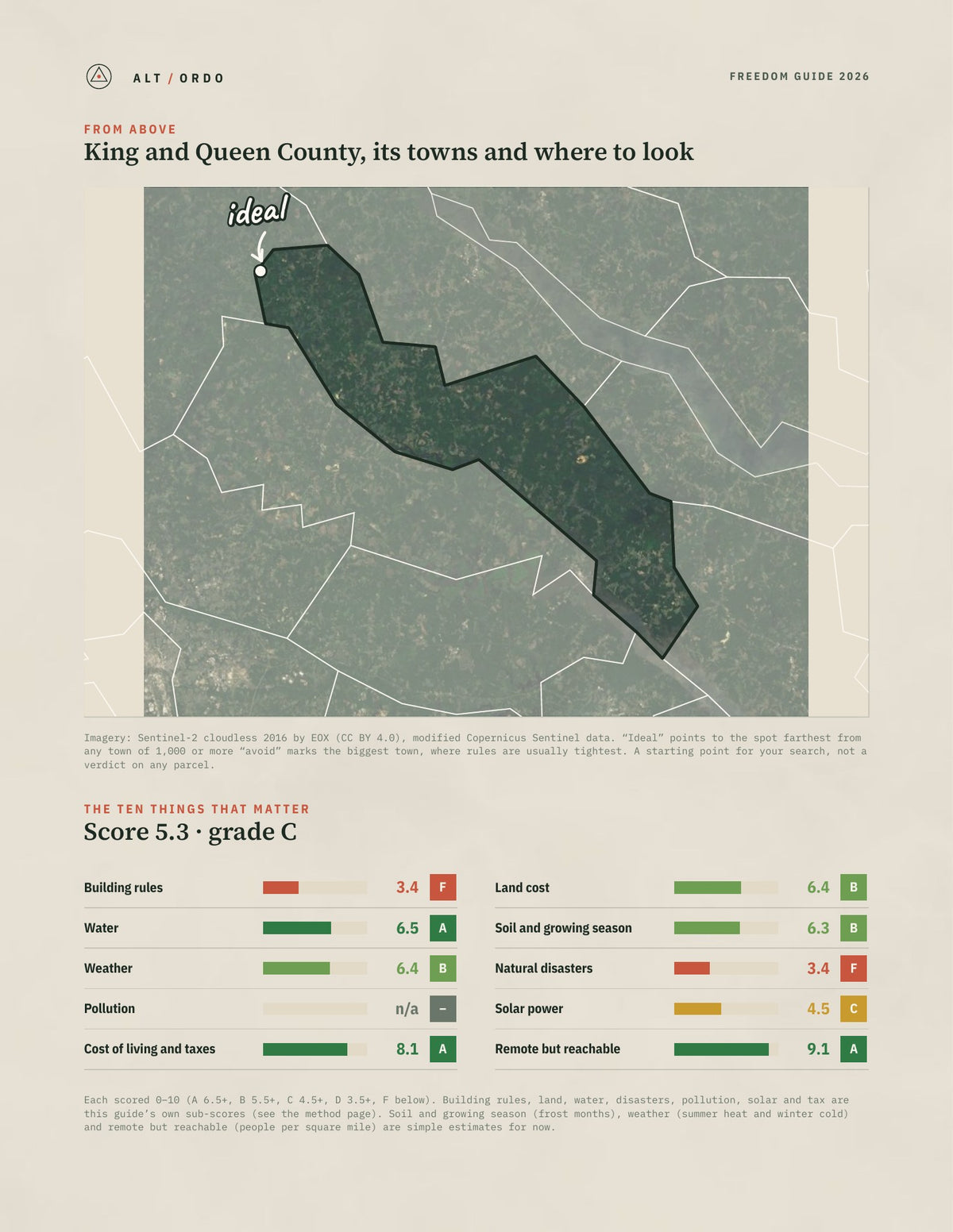 King and Queen County, Virginia Off-Grid Guide 2026 from above
