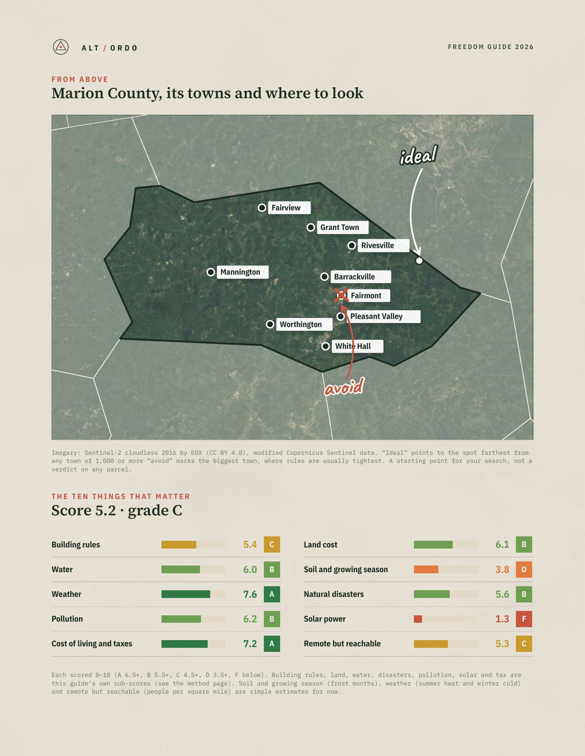 Marion County, West Virginia Off-Grid Guide 2026 from above