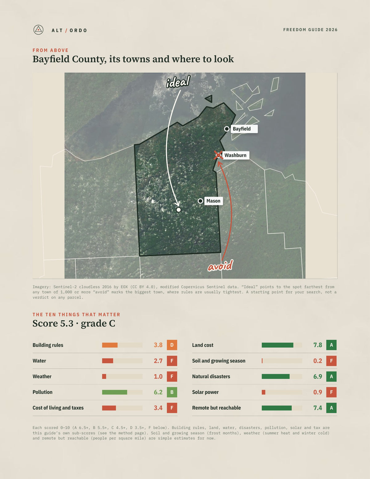 Bayfield County, Wisconsin Off-Grid Guide 2026 from above