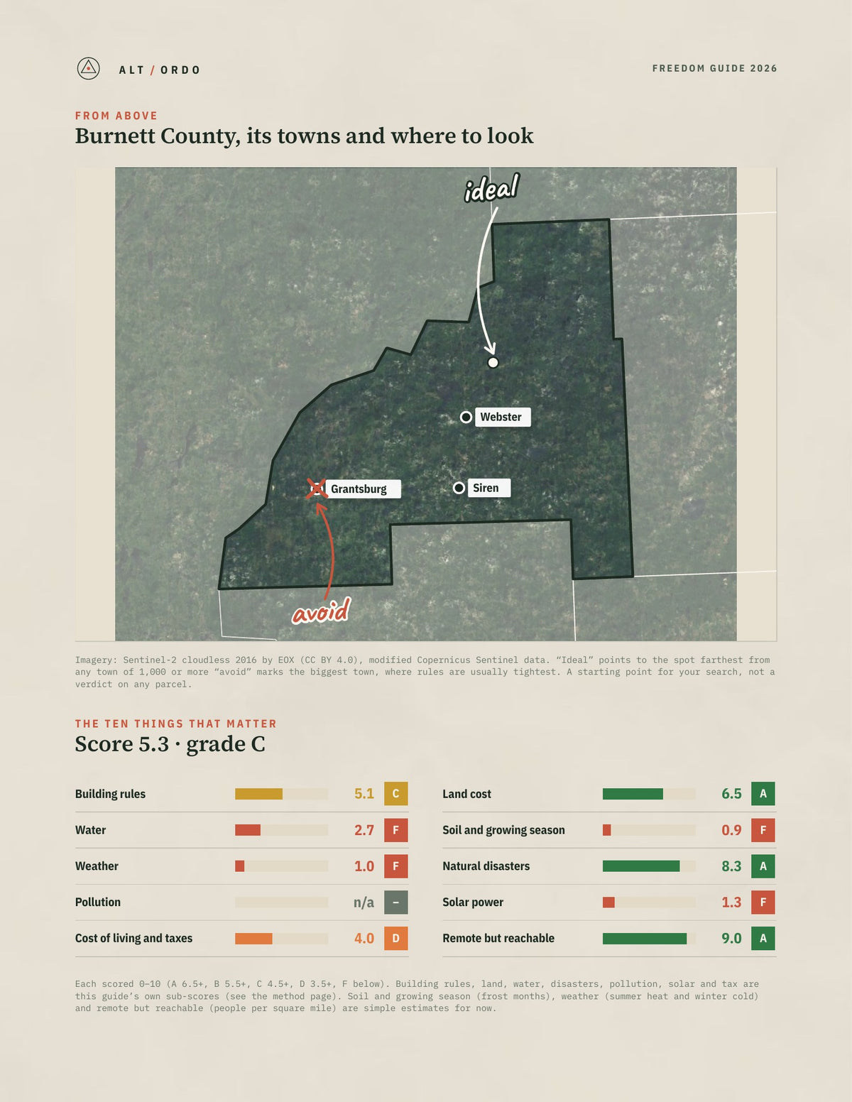 Burnett County, Wisconsin Off-Grid Guide 2026 from above