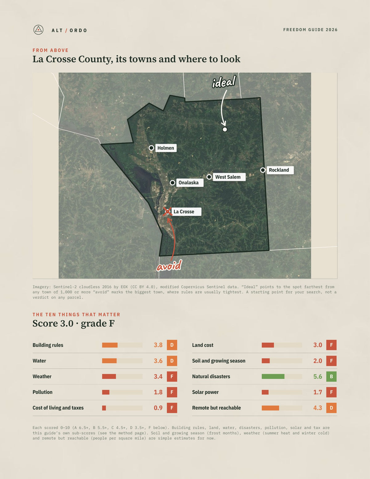 La Crosse County, Wisconsin Off-Grid Guide 2026 from above