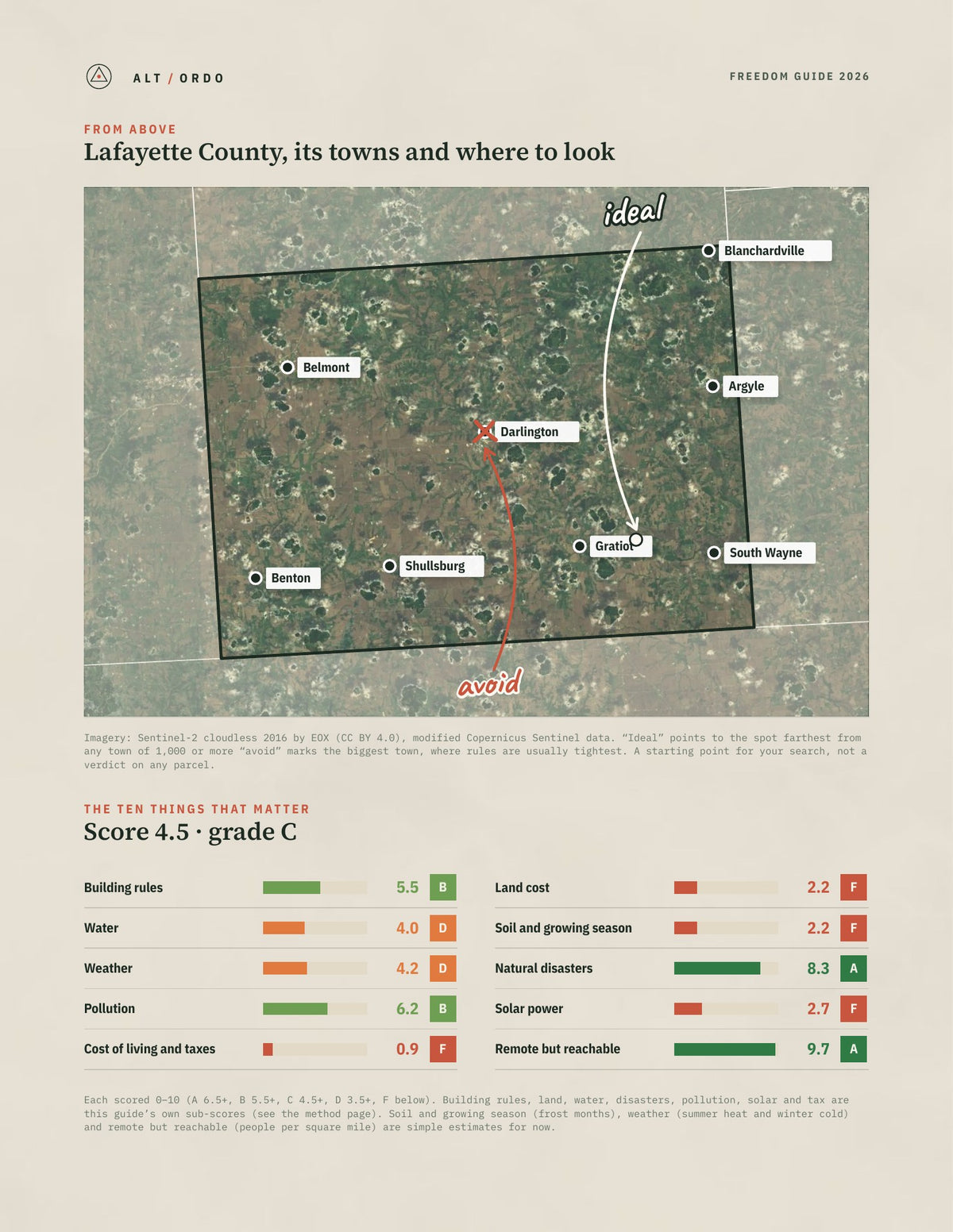 Lafayette County, Wisconsin Off-Grid Guide 2026 from above