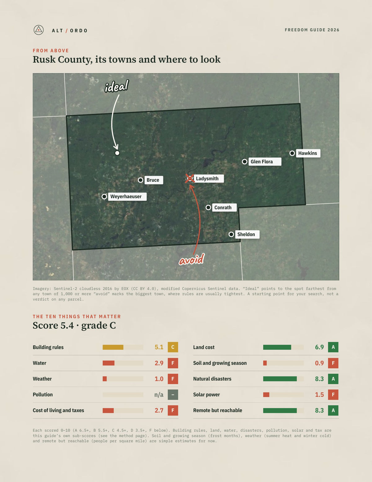 Rusk County, Wisconsin Off-Grid Guide 2026 from above