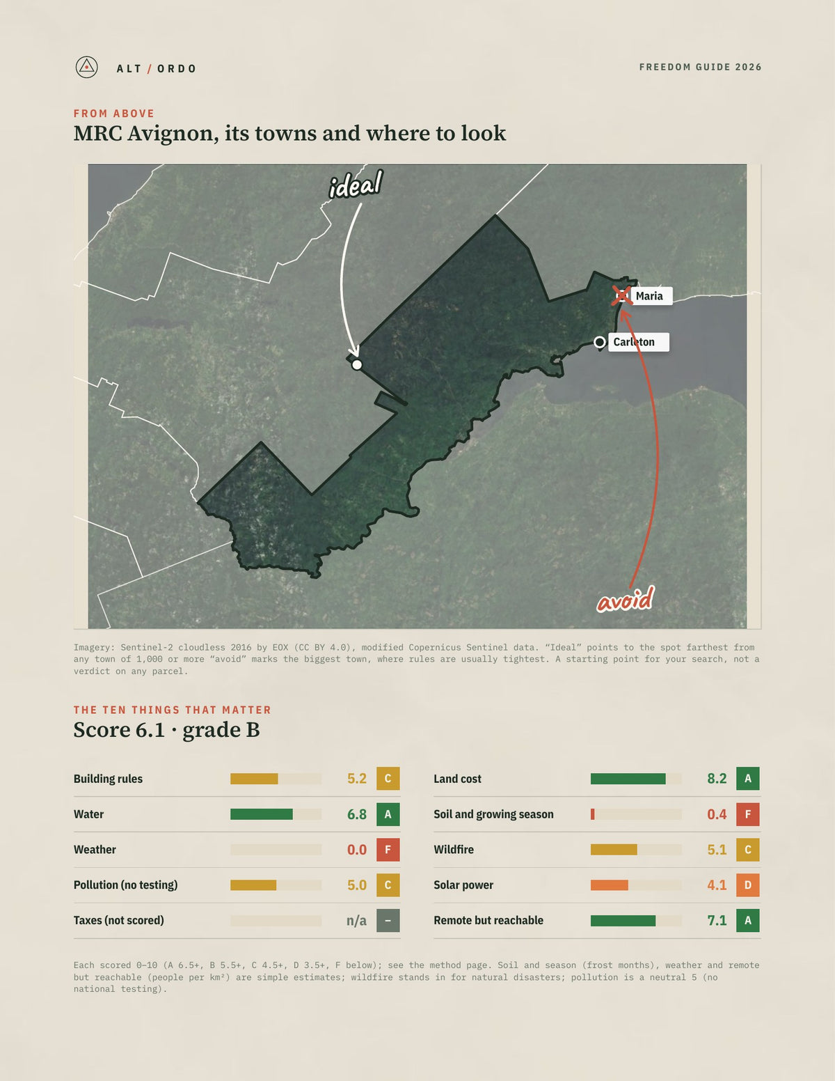 MRC Avignon, Quebec Off-Grid Guide 2026 from above