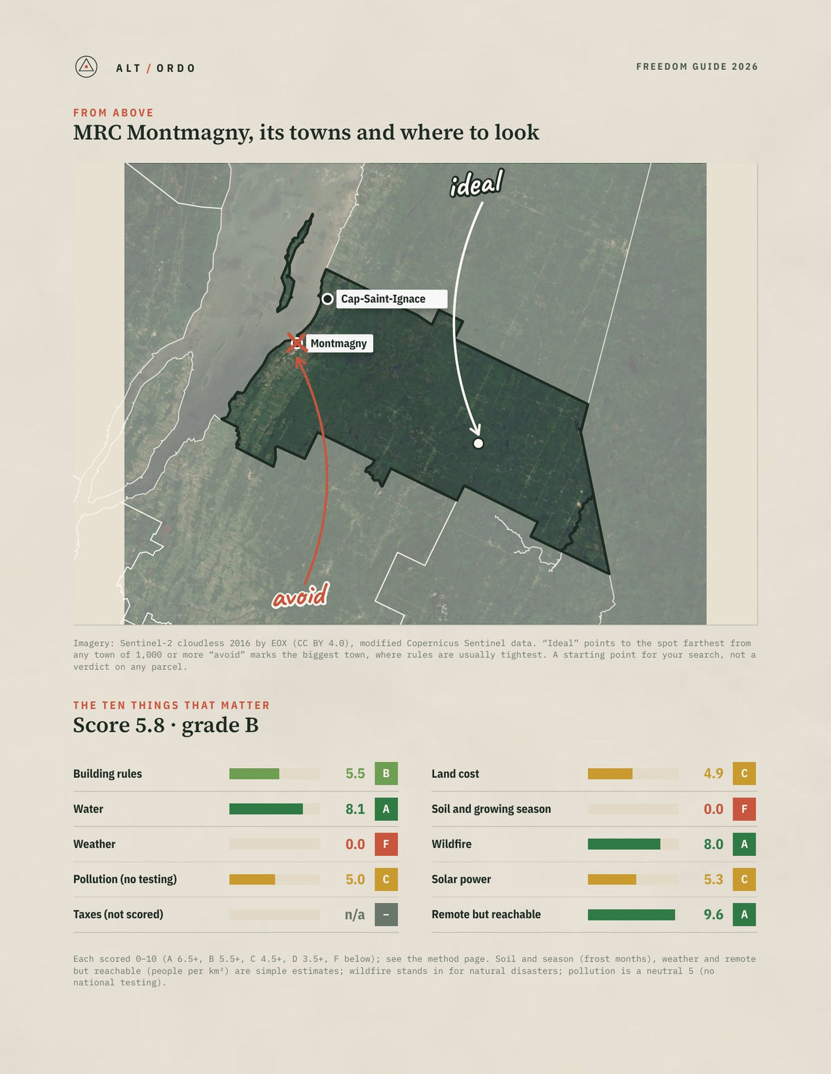 MRC Montmagny, Quebec Off-Grid Guide 2026 from above