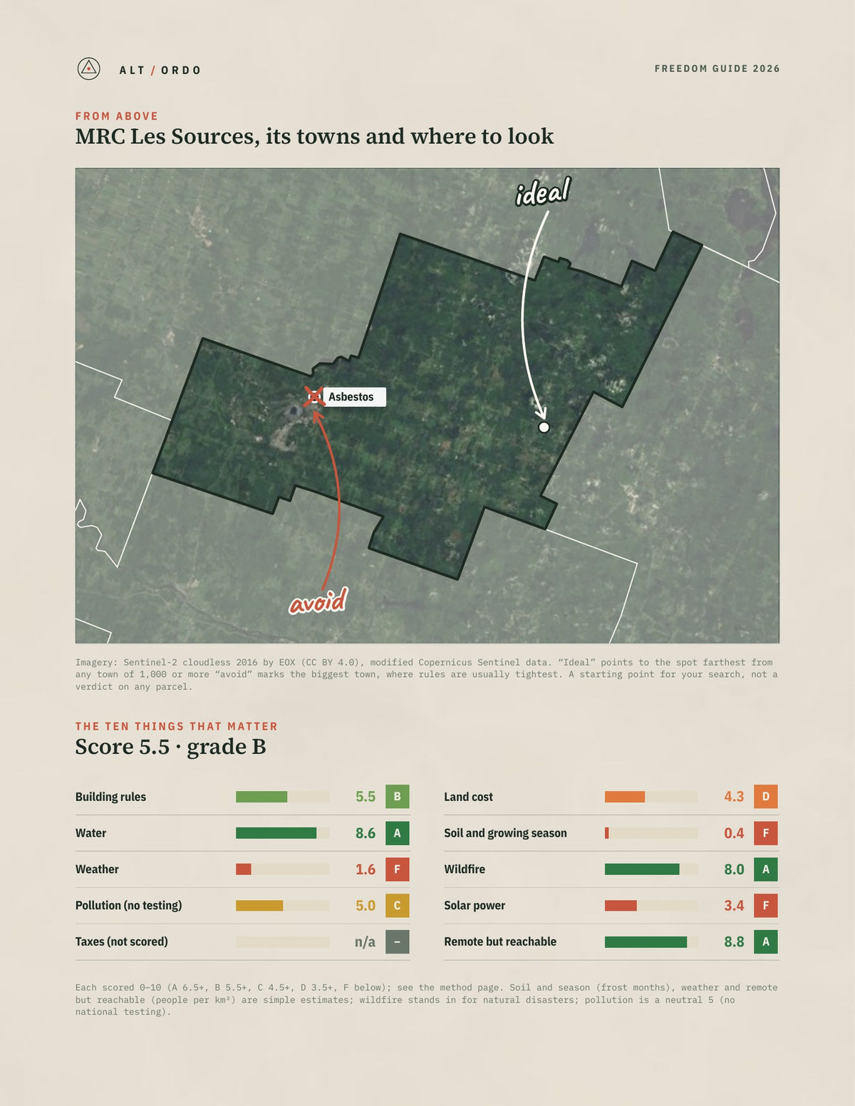 MRC Les Sources, Quebec Off-Grid Guide 2026 from above