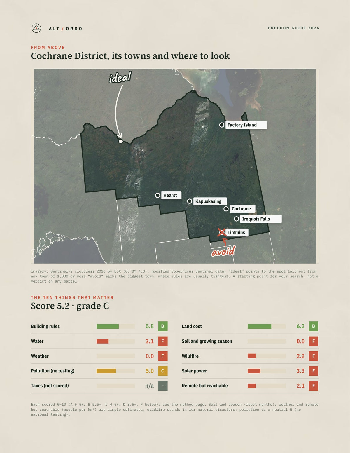 Cochrane District, Ontario Off-Grid Guide 2026 from above