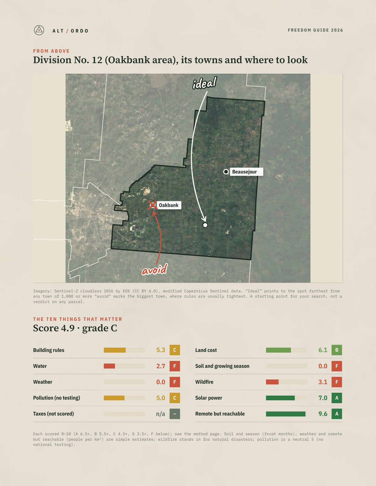 Division No. 12 (Oakbank area), Manitoba Off-Grid Guide 2026 from above