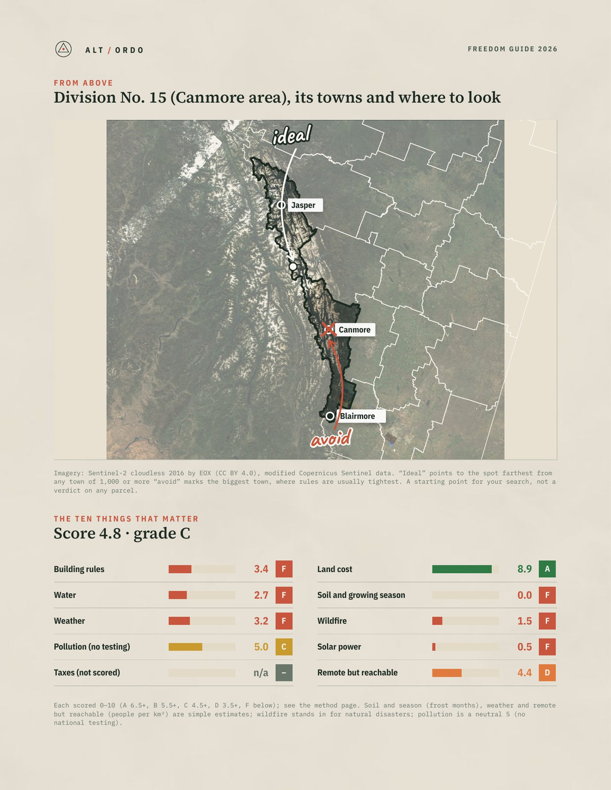 Division No. 15 (Canmore area), Alberta Off-Grid Guide 2026 from above